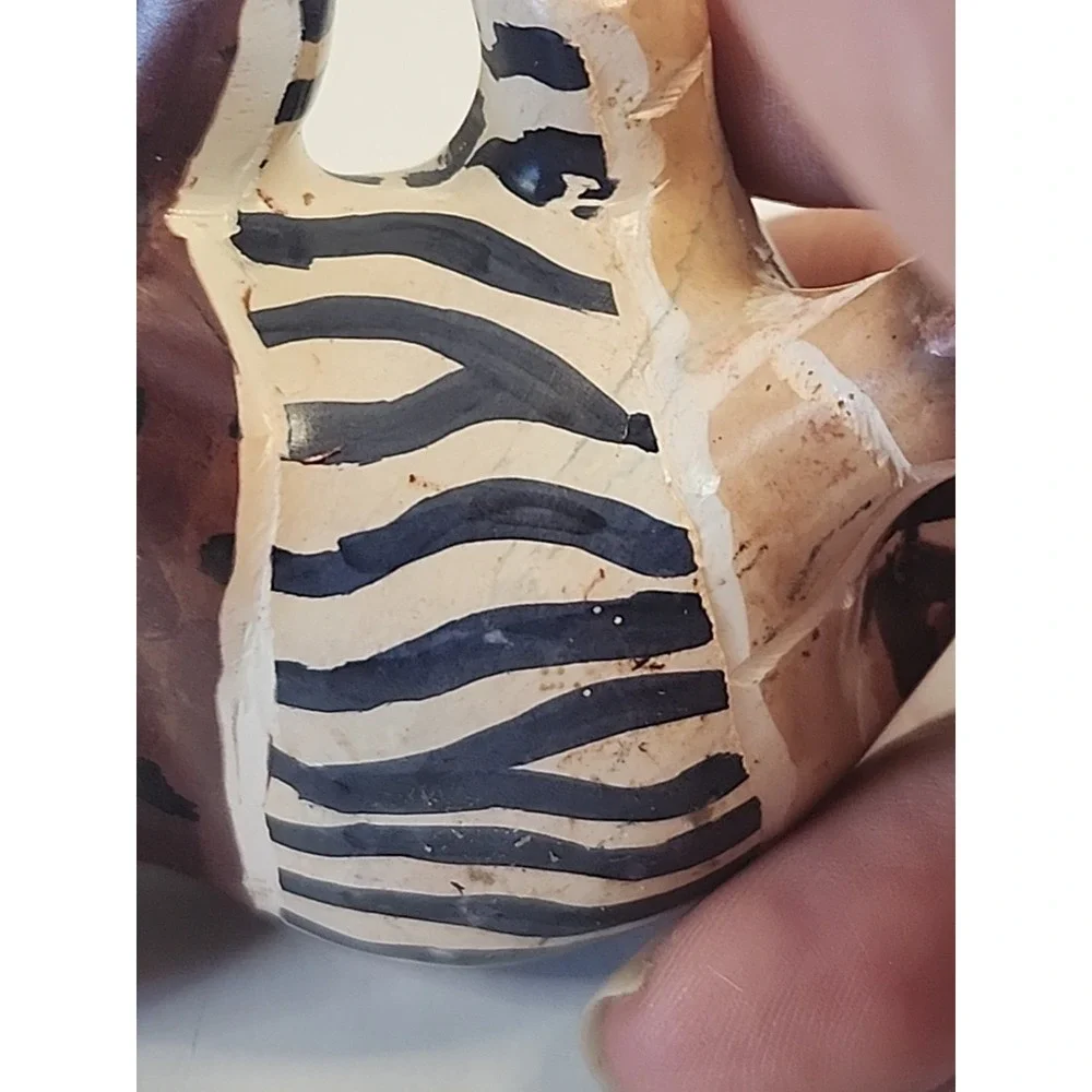 Handcarved‎ Soapstone Elephant Figurine  Handpainted Safari Patchwork 2.25